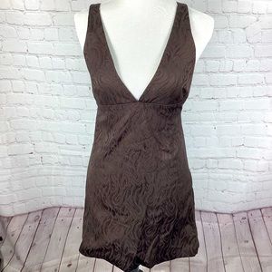 Milly of New York V-Neck Low Cut Dress Brown Women’s Size 4 Modern Retro Lined